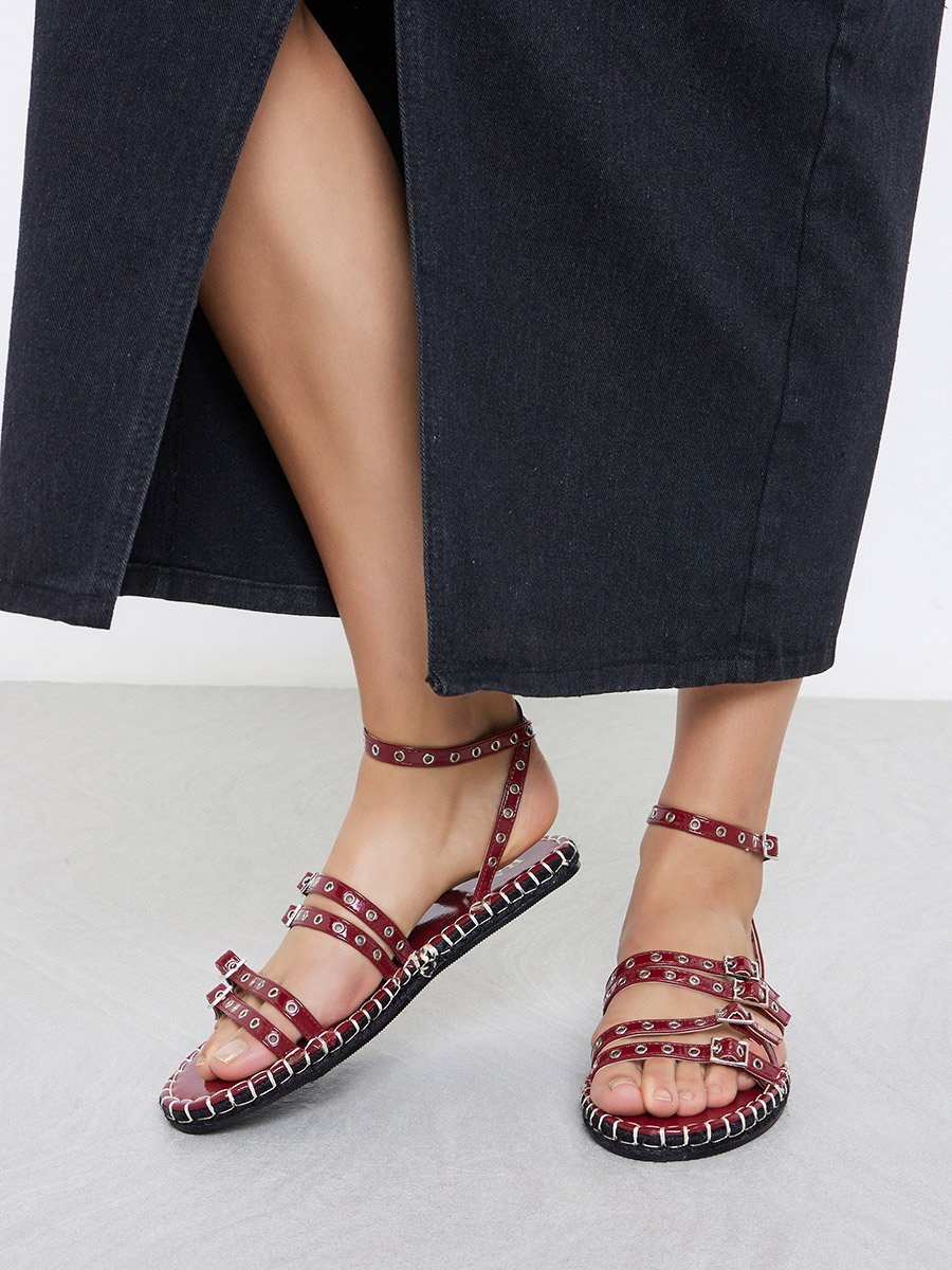 Tanya Strappy Eyelet Flat Espadrilles