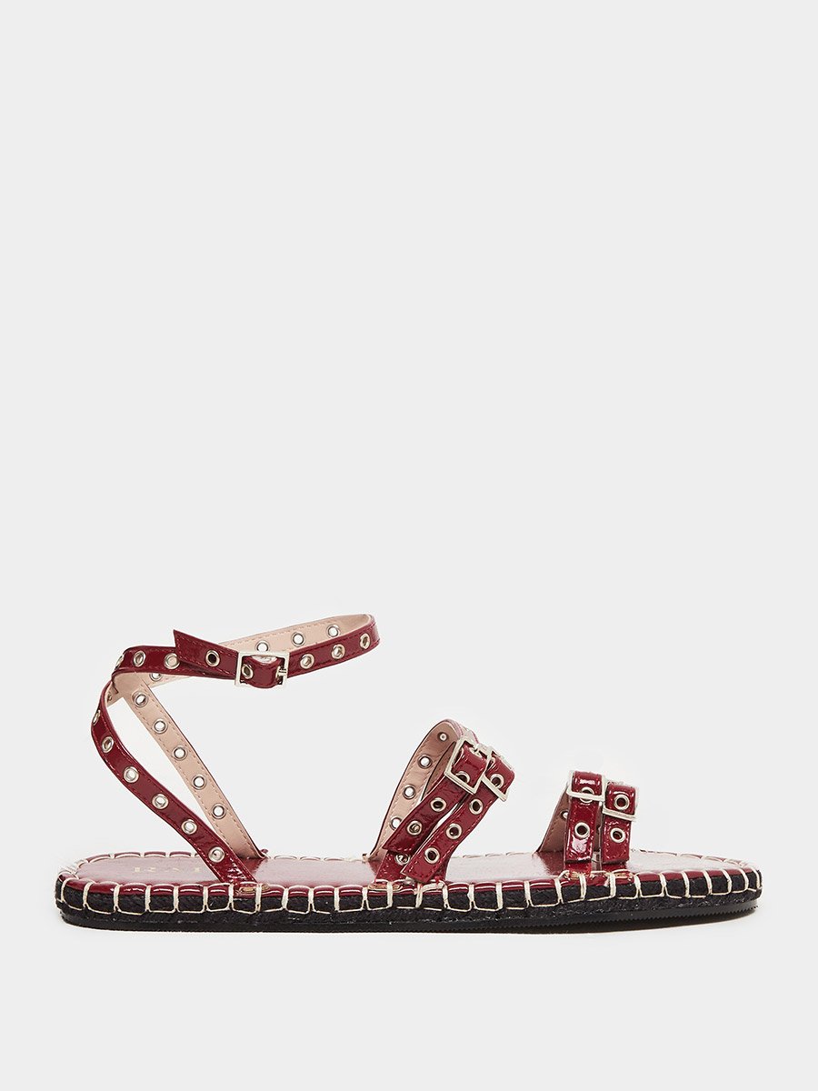 Tanya Strappy Eyelet Flat Espadrilles