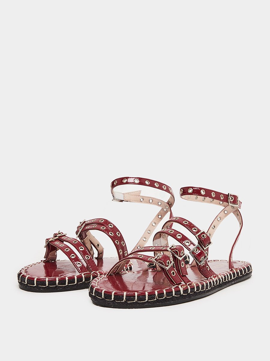 Tanya Strappy Eyelet Flat Espadrilles