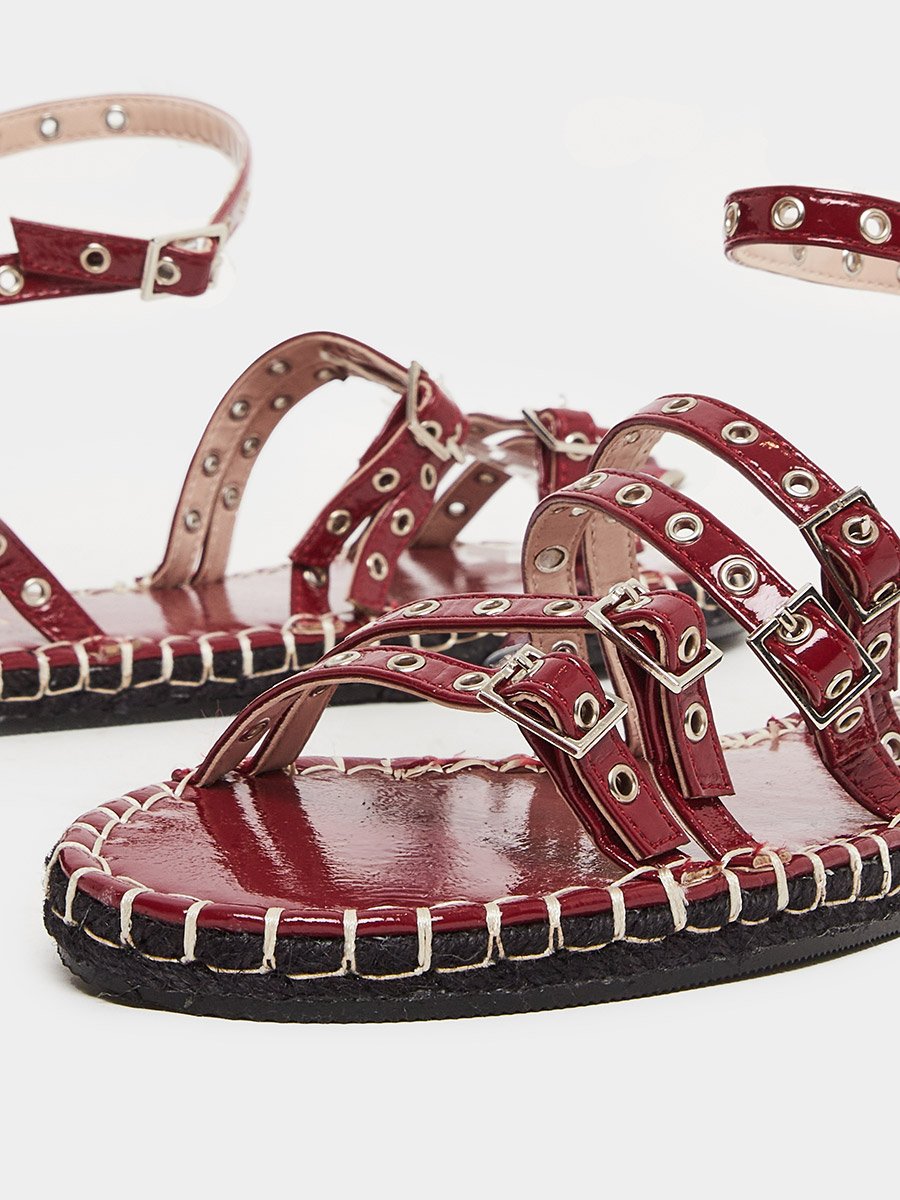 Tanya Strappy Eyelet Flat Espadrilles