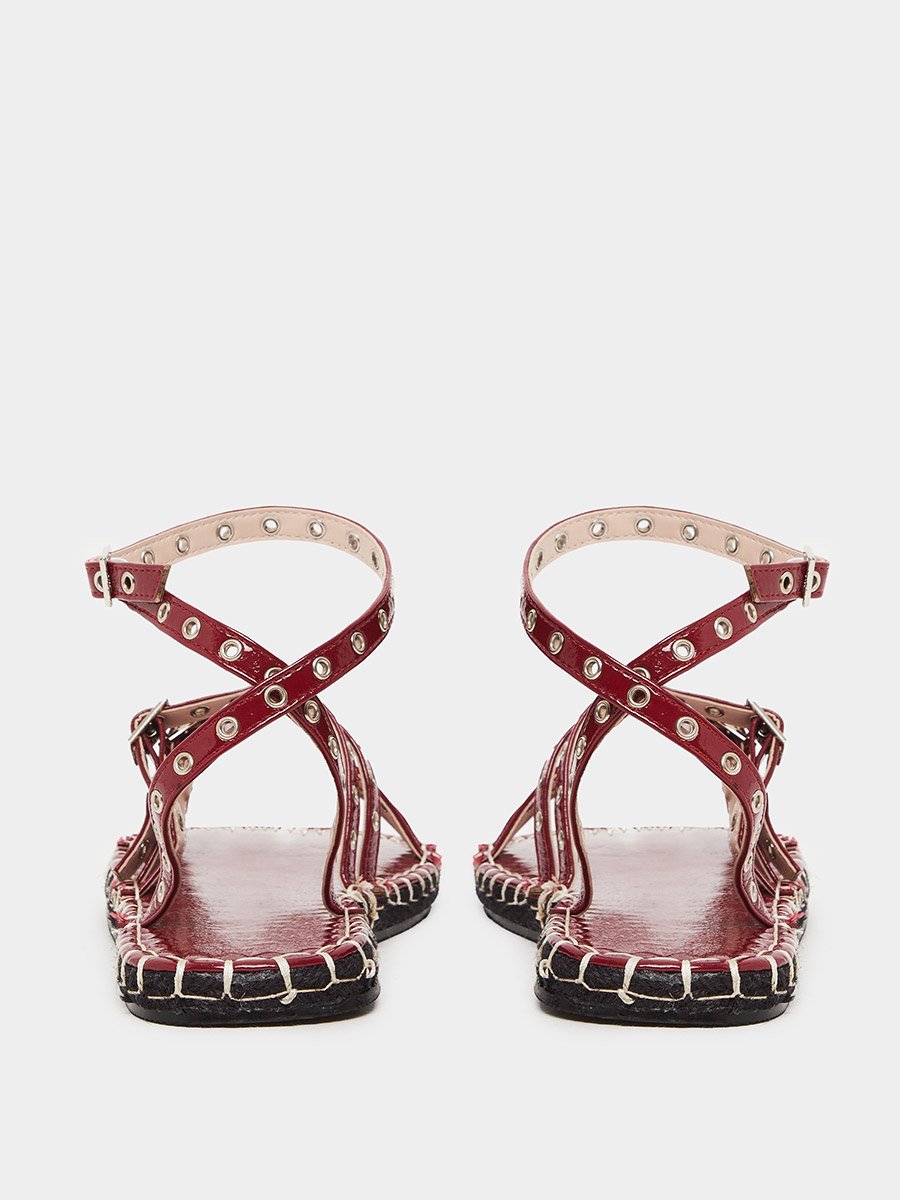 Tanya Strappy Eyelet Flat Espadrilles