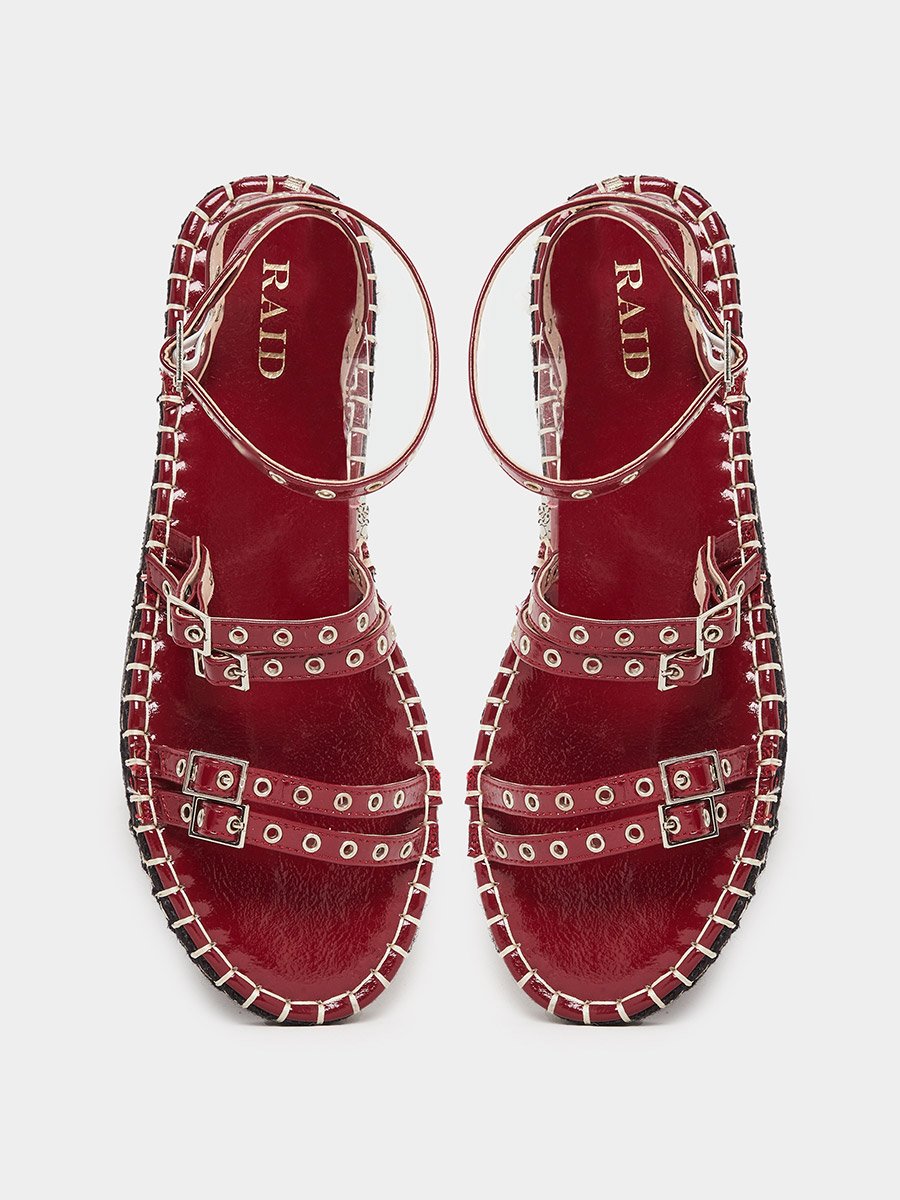 Tanya Strappy Eyelet Flat Espadrilles