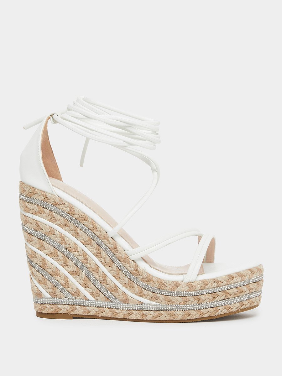 Francis Strappy Tie-Up Embellished Wedge