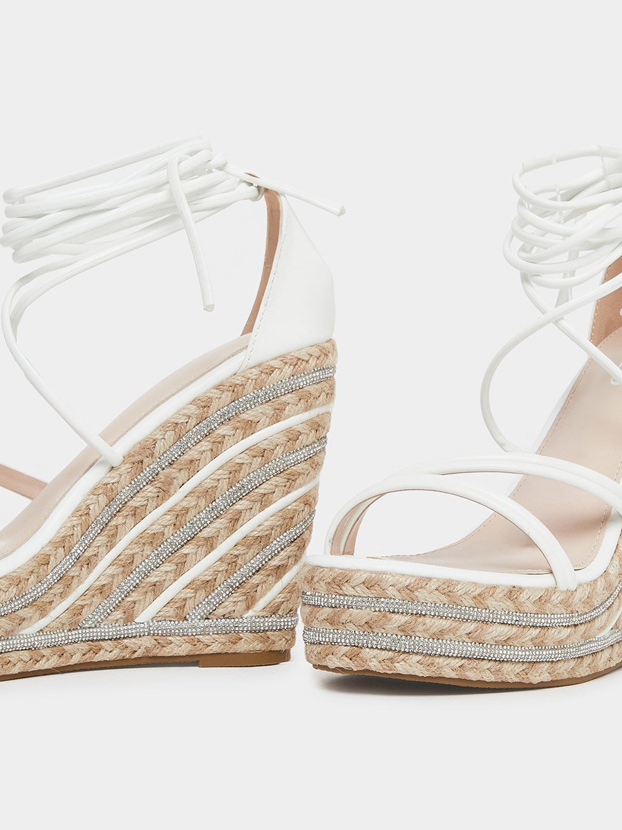 Francis Strappy Tie-Up Embellished Wedge