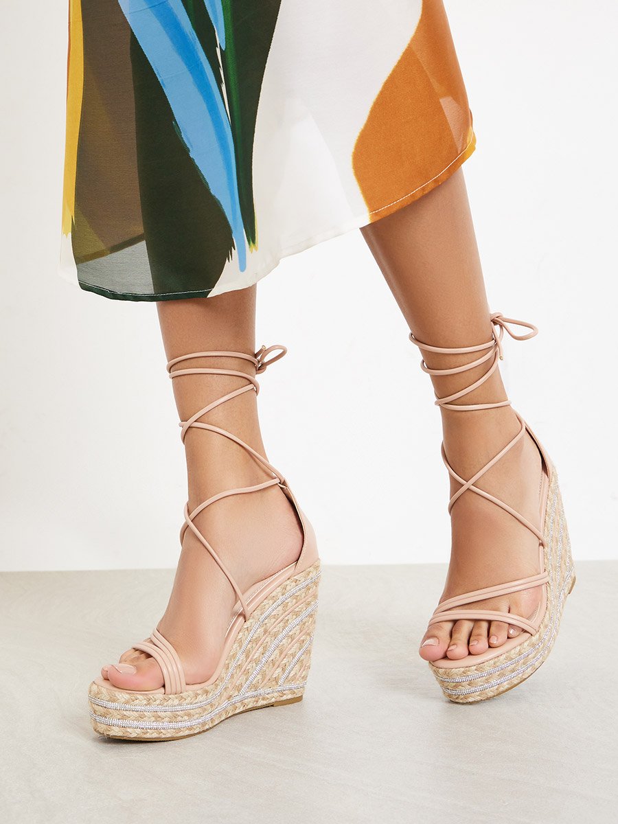 Francis Strappy Tie-Up Embellished Wedge