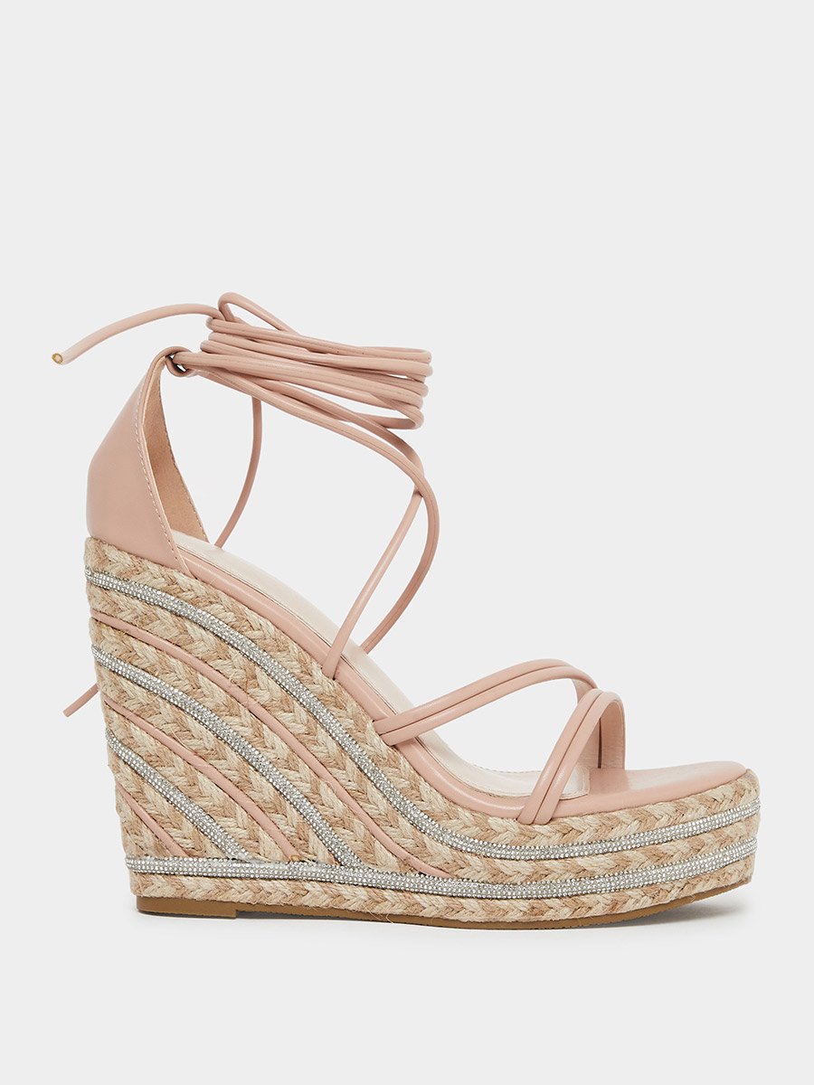 Francis Strappy Tie-Up Embellished Wedge
