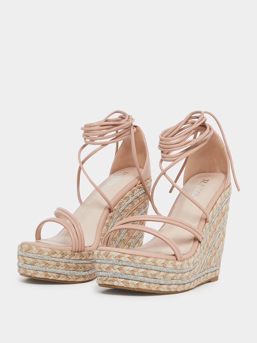 Francis Strappy Tie-Up Embellished Wedge