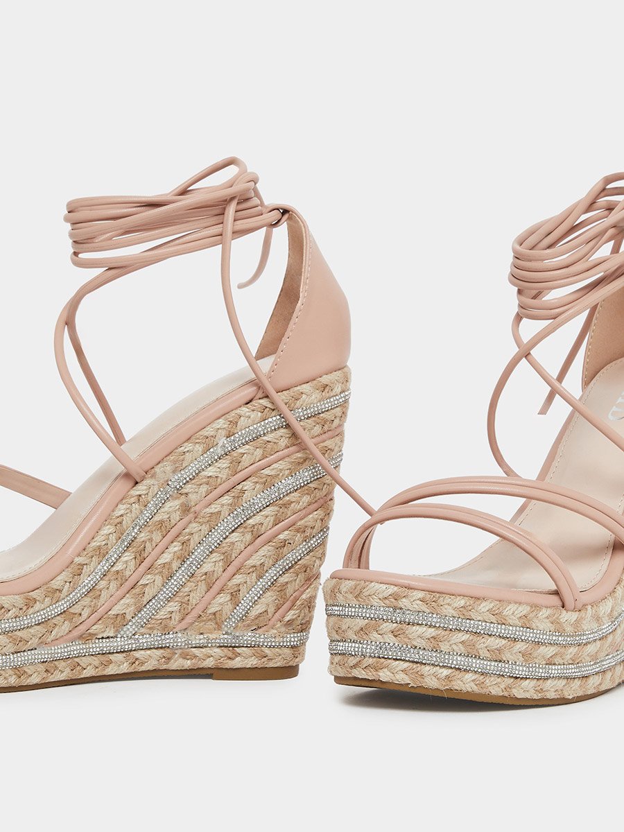 Francis Strappy Tie-Up Embellished Wedge
