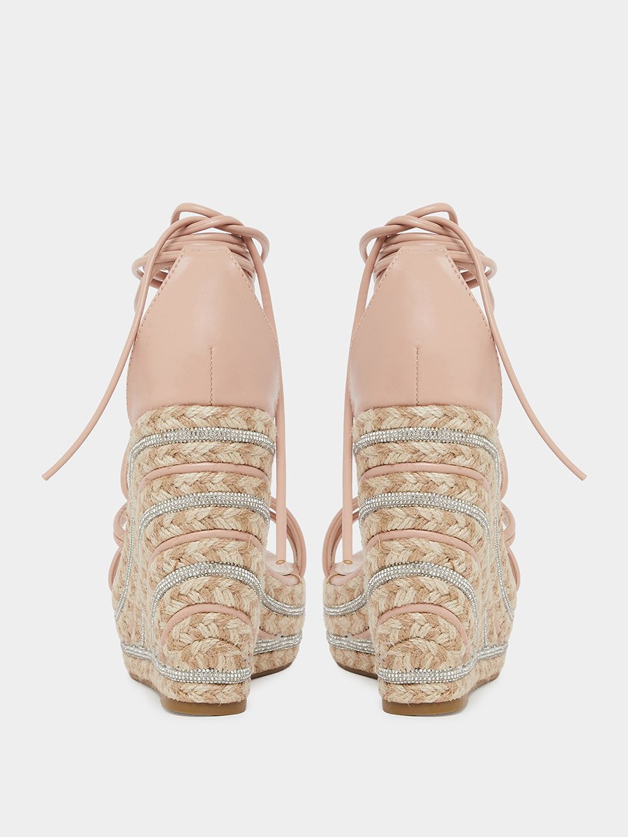 Francis Strappy Tie-Up Embellished Wedge