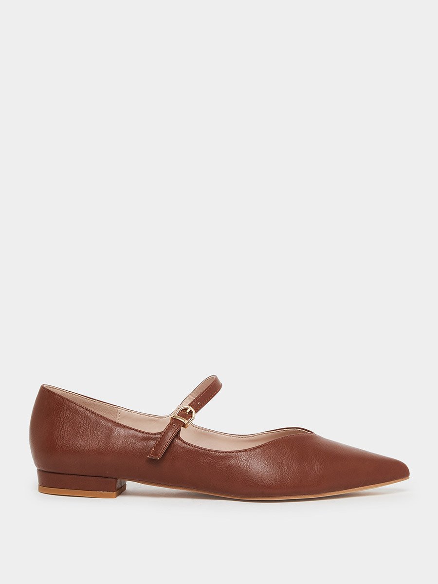 Abha Pointed Toe Buckle Flat Shoes