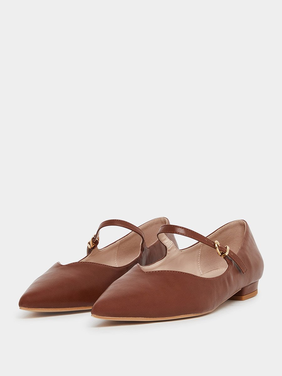 Abha Pointed Toe Buckle Flat Shoes