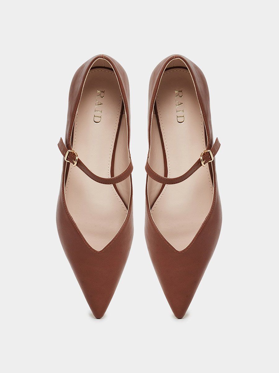 Abha Pointed Toe Buckle Flat Shoes
