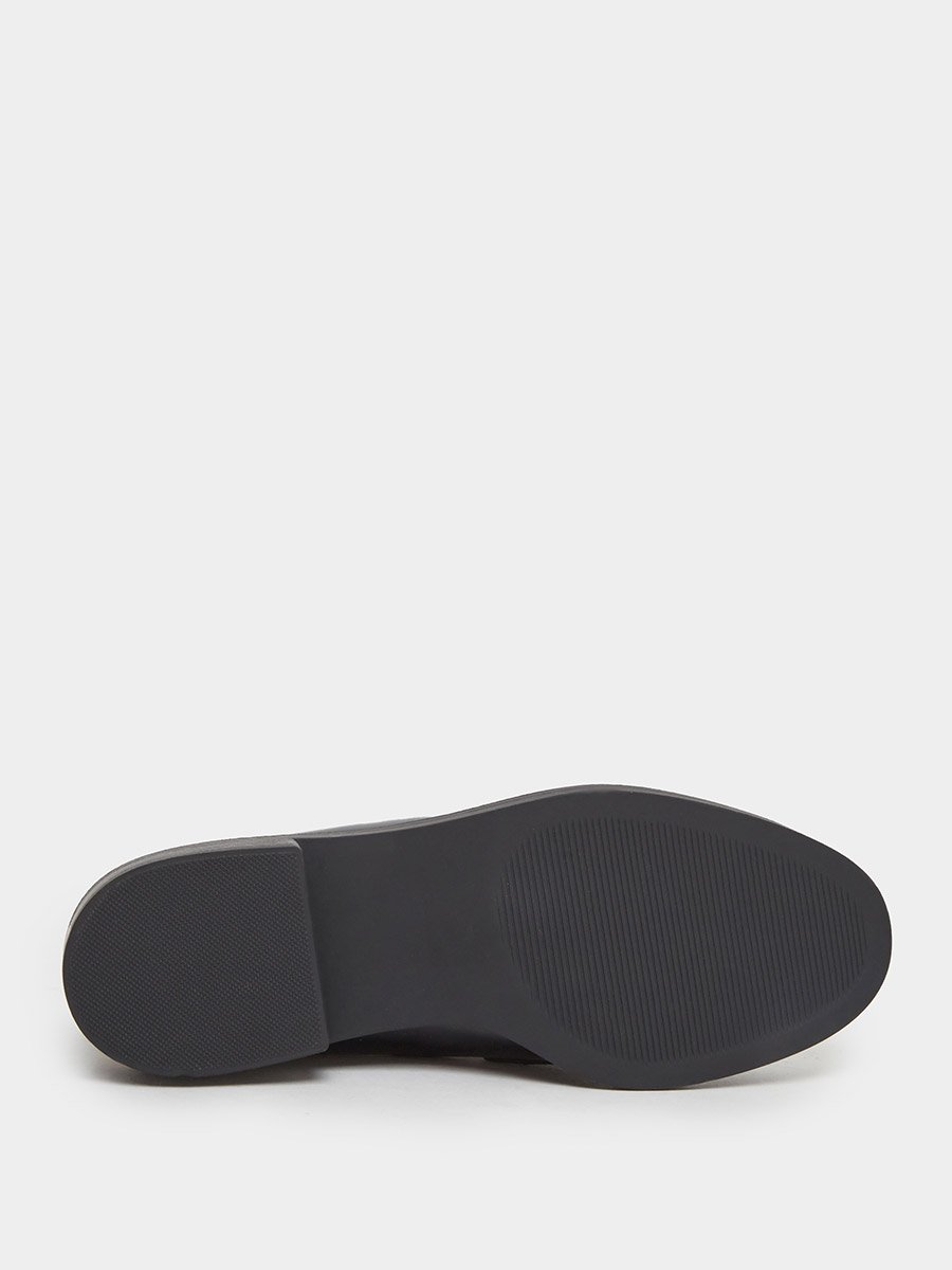 Black Patent Loafers with Buckle Detail