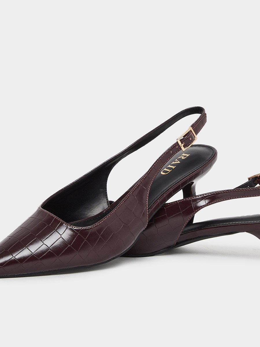 Zariya Slingback Buckle Kitten Heel Shoes