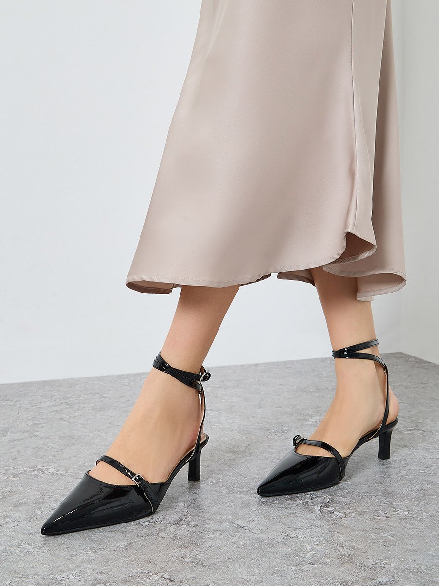 Imara Buckled Strappy Kitten Heel Shoes