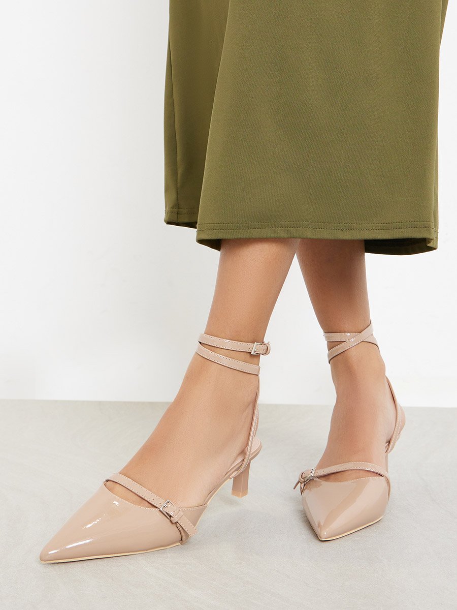 Imara Buckled Strappy Kitten Heel Shoes