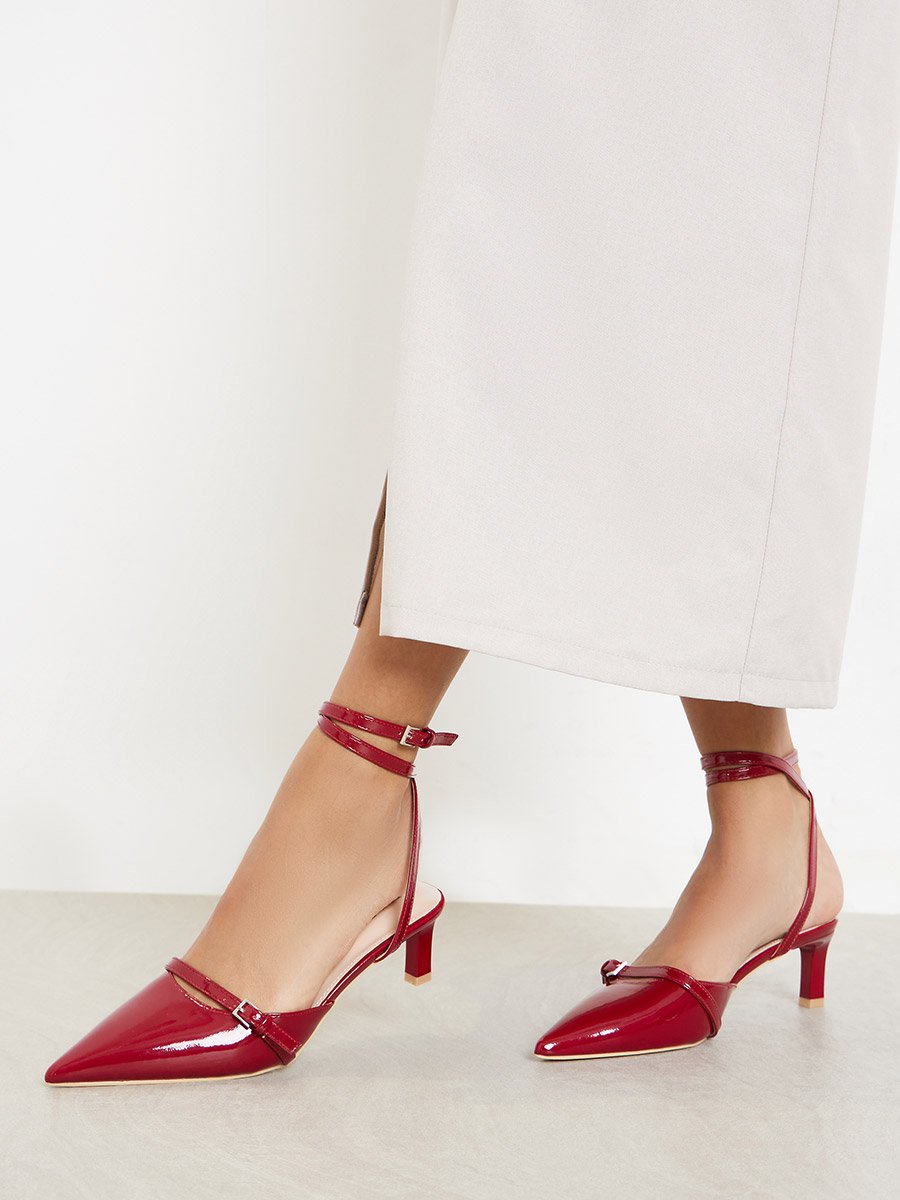 Imara Buckled Strappy Kitten Heel Shoes