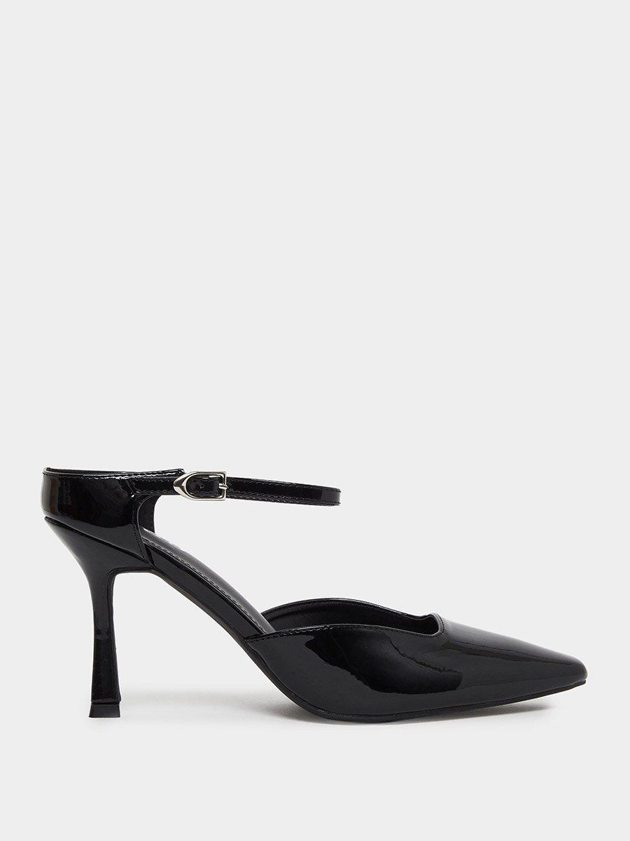 Harler Black Ankle Strap Pointed Toe Shoes