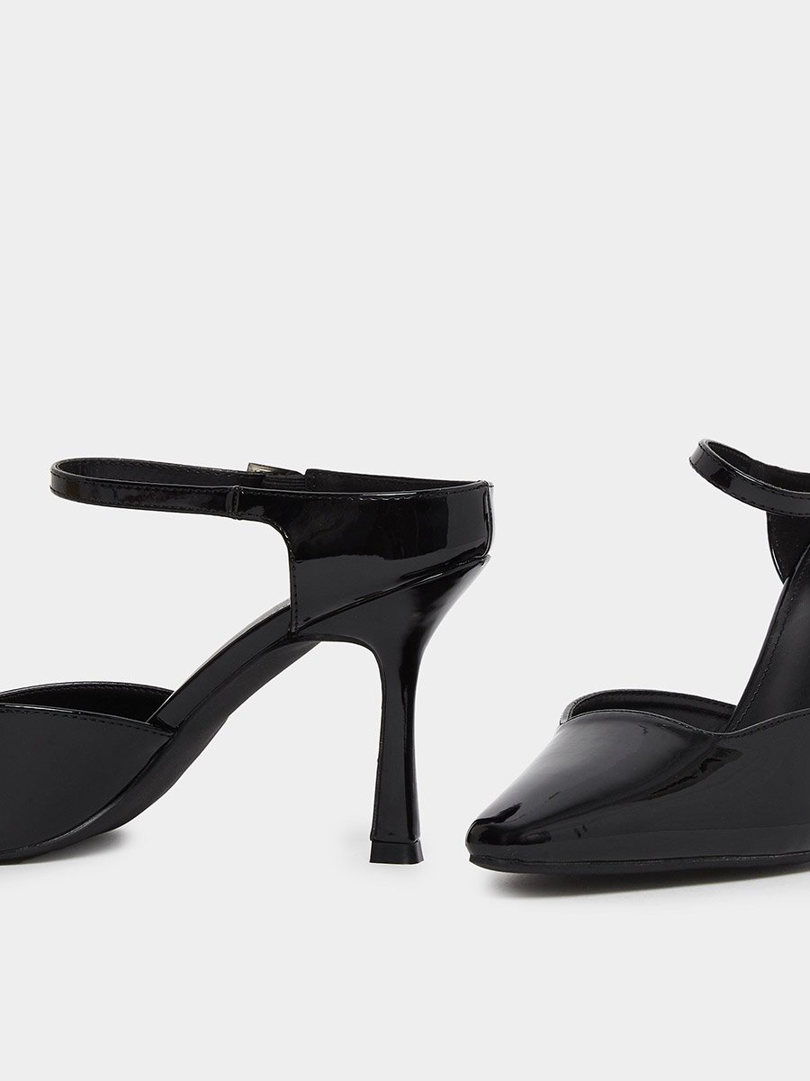 Harler Black Ankle Strap Pointed Toe Shoes
