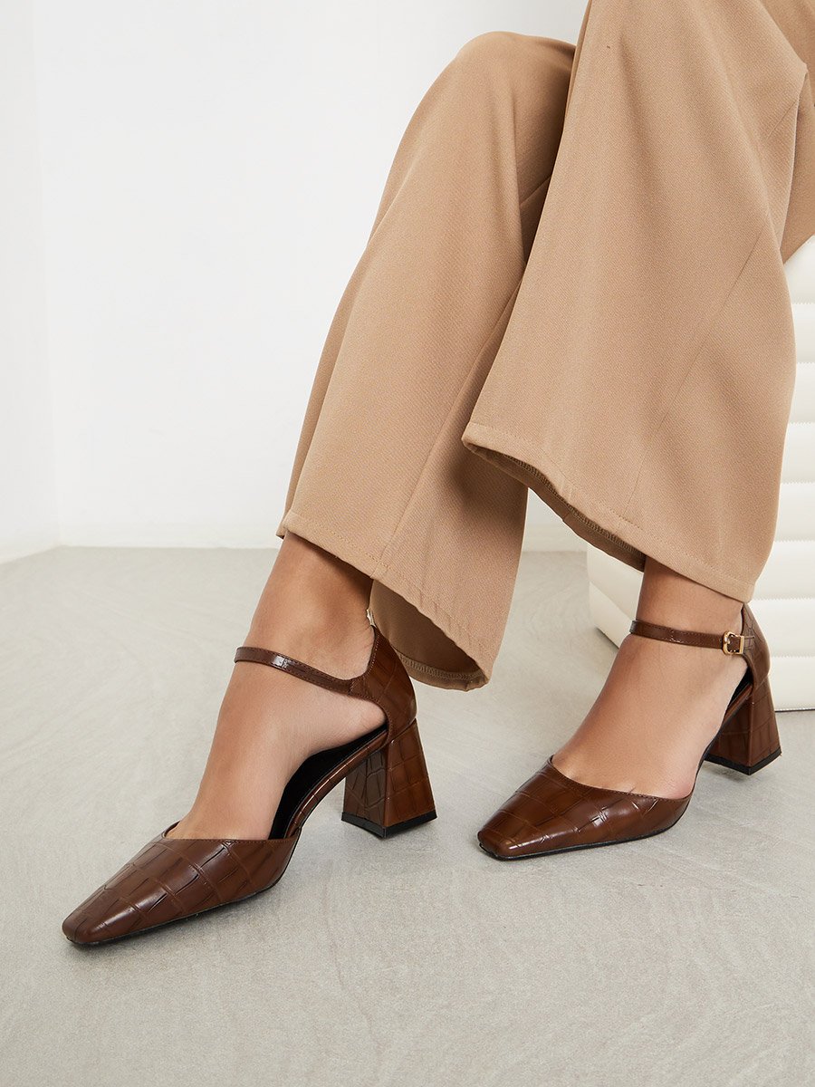 Lydia Textured Block Heel Shoes