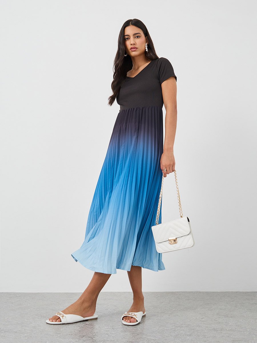 sachin and babi light blue dress French Connection Ambre Floral Embroidered Mesh Dress in Black main image 0
