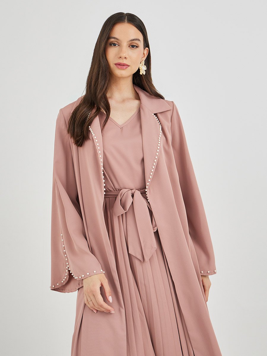 strapless open back dress Ripple Effect Accordion Pleated Kimono Mini Dress