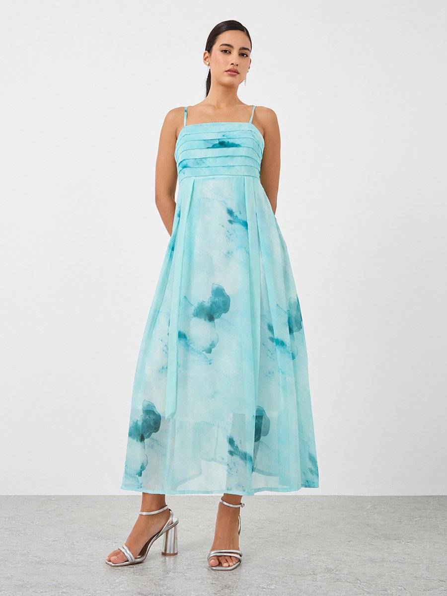 Dye Print Open Front Tassel Detail Kimono with Midi Dress Set