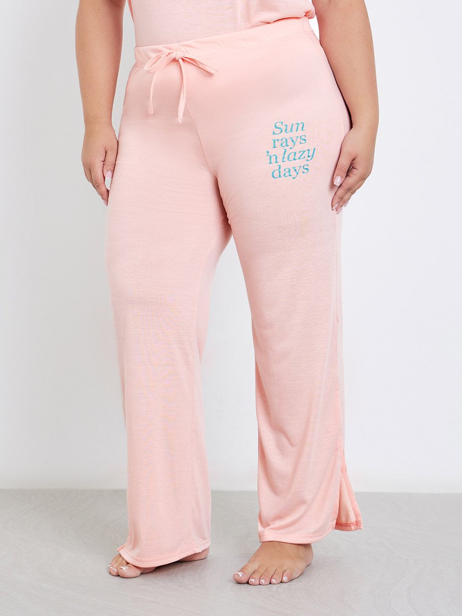 Plus Printed Dropped Shoulder T-Shirt and Pyjama Set
