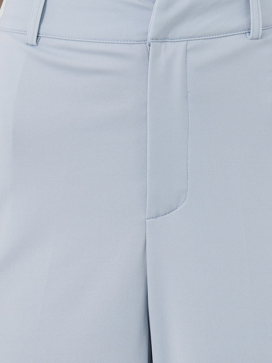 Women Grey Stretch Wide Leg Pants with Side Pockets
