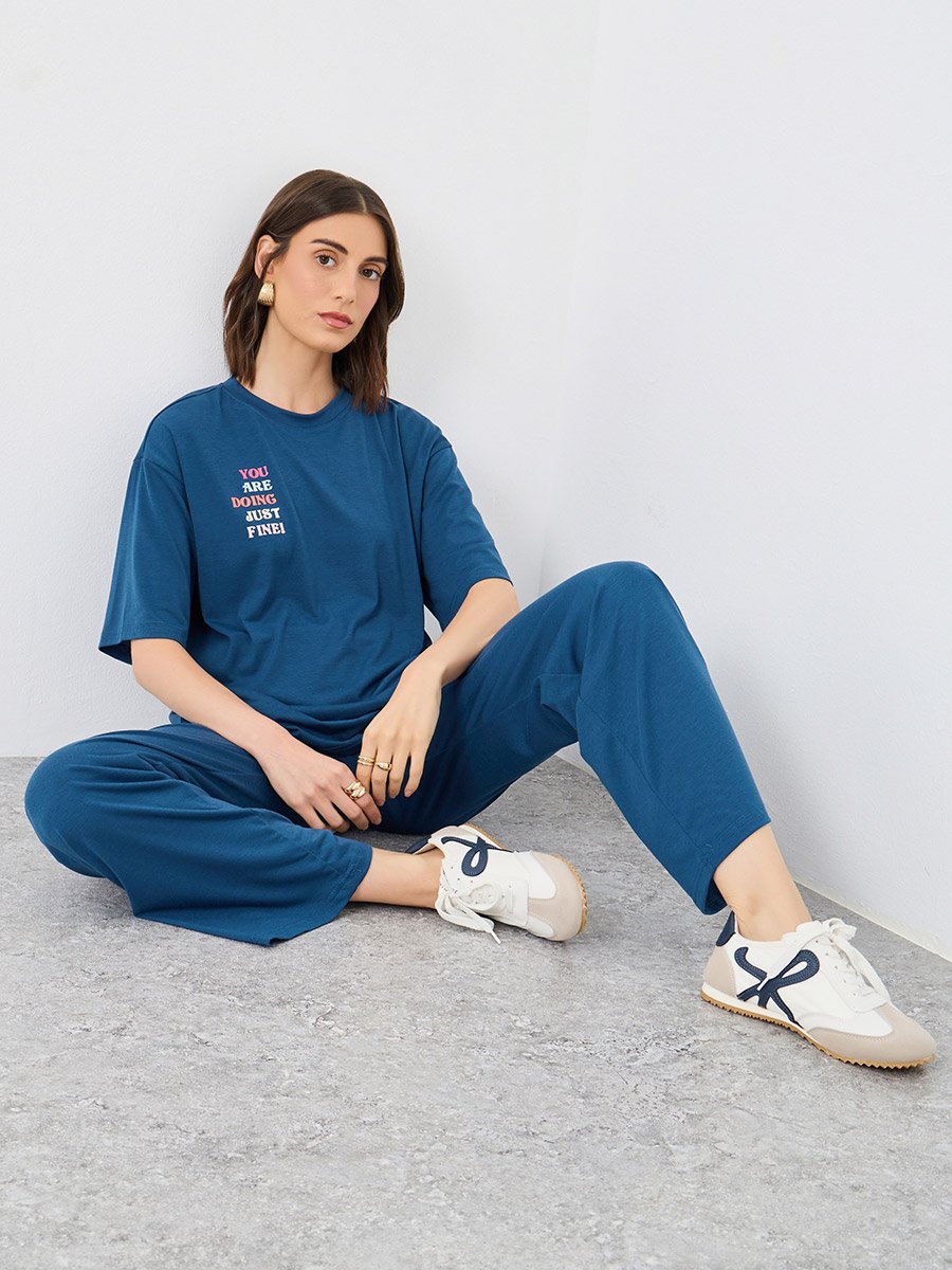 Slogan Print Relaxed Fit Top and Joggers Co-Ords