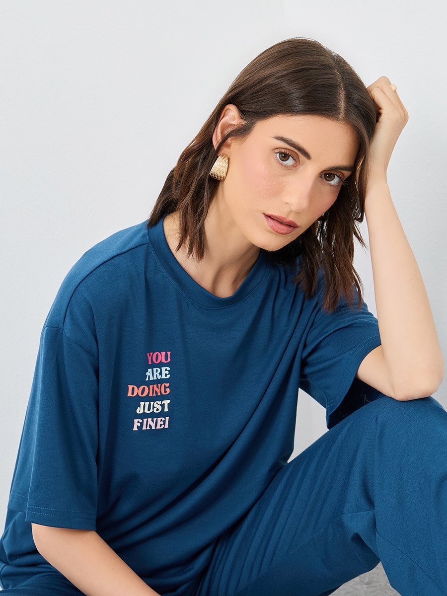 Slogan Print Relaxed Fit Top and Joggers Co-Ords