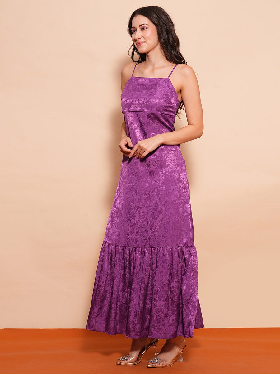 open lace back dress Purple