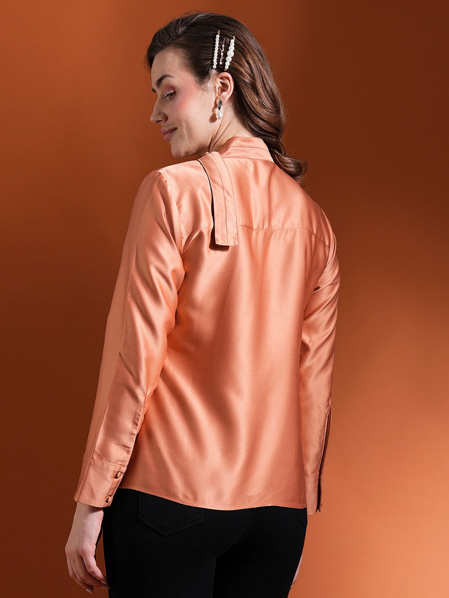 Solid Satin Cowl Neck Top