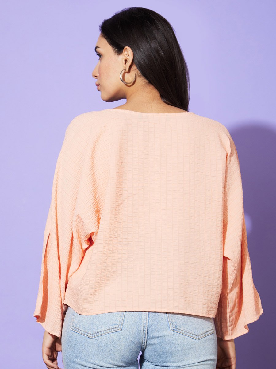 Textured Round Neck Boxy Fit Top