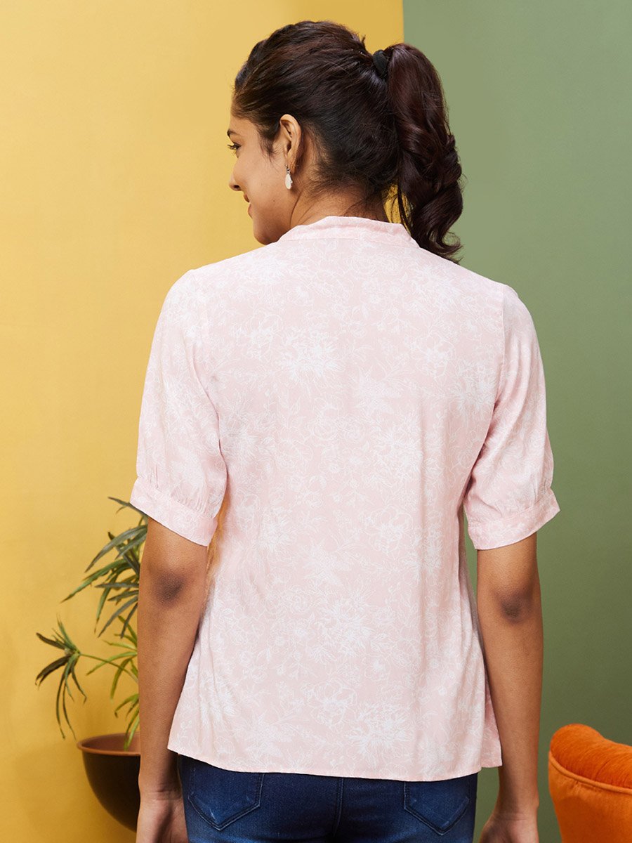 Floral Printed Tie-Up Neck Top