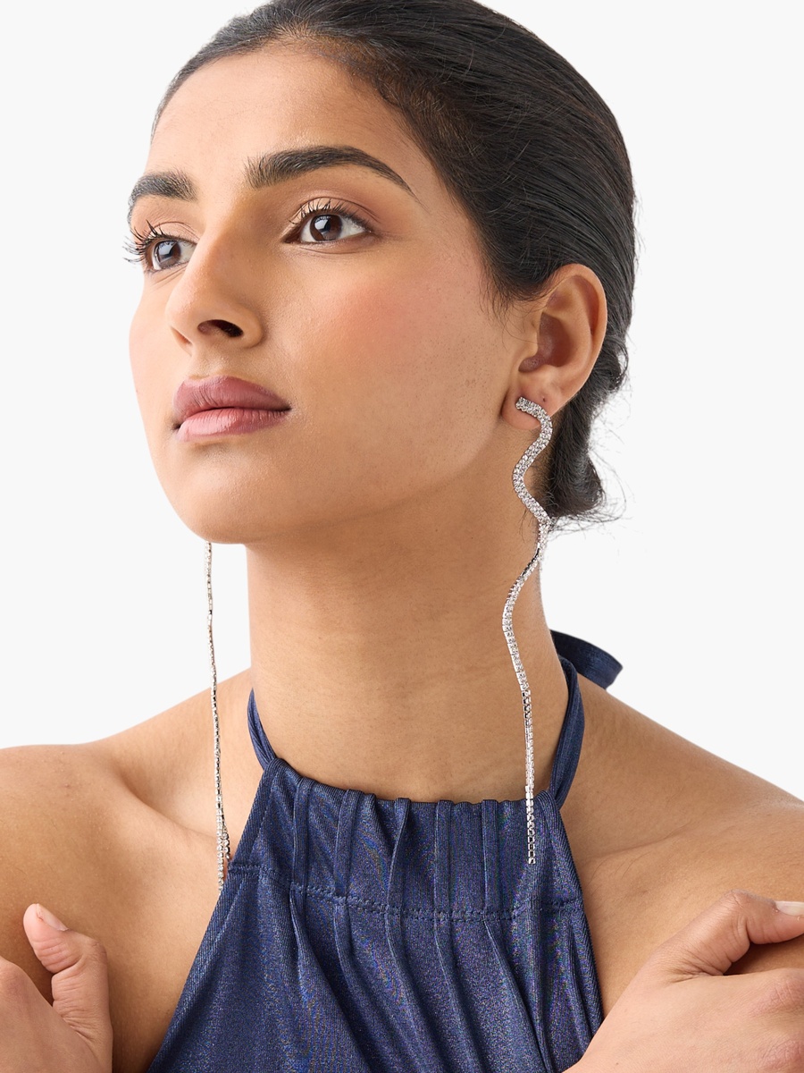 Stone Embellished Dangling Earrings with Pushback Closure