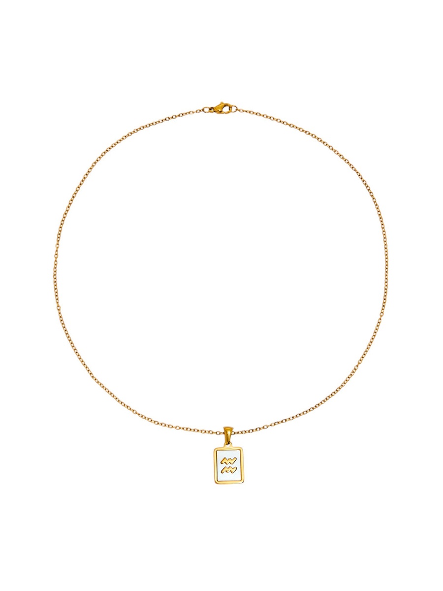 Aquarius Pendant Chain Necklace with Lobster Clasp Closure