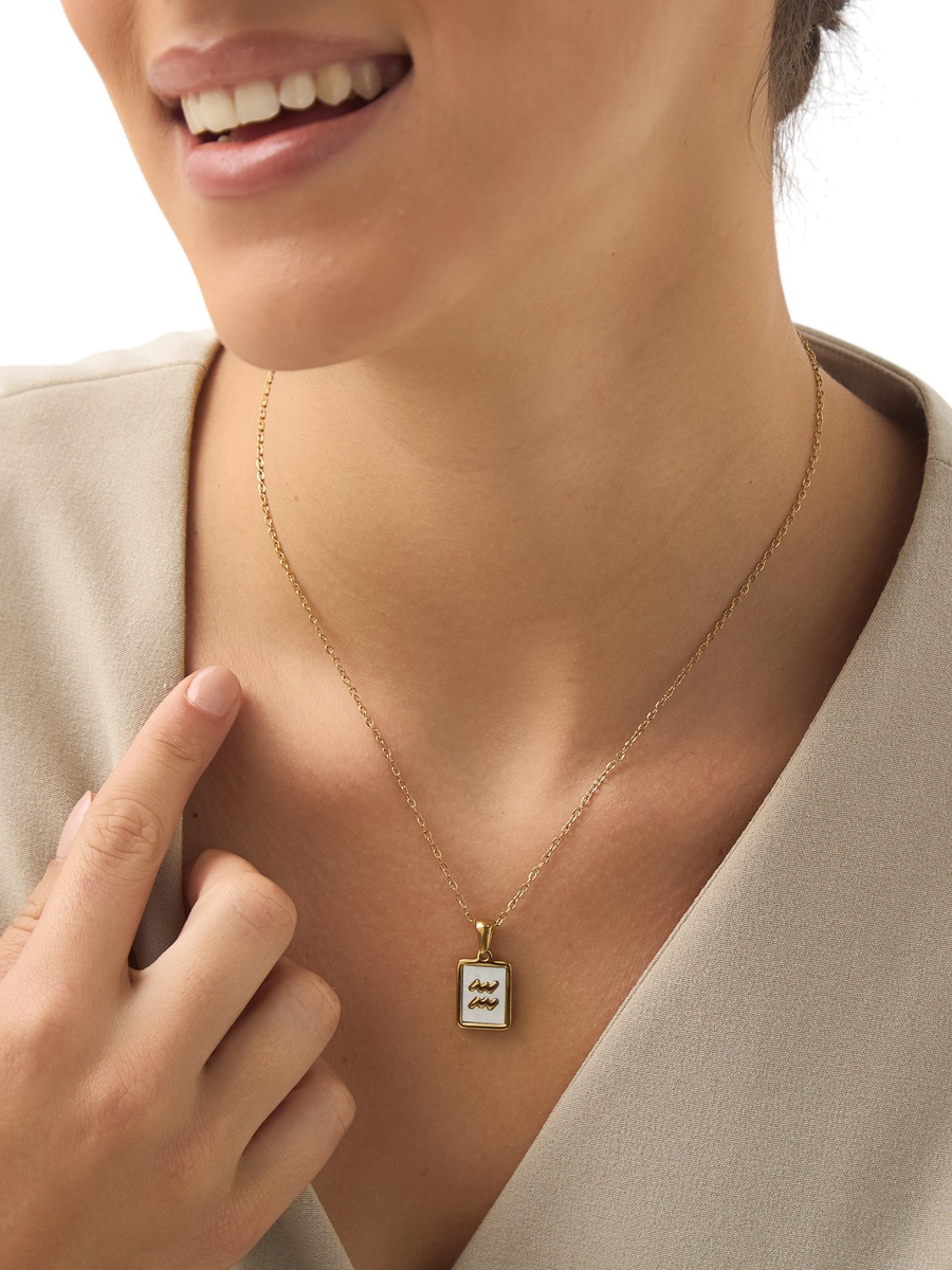 Aquarius Pendant Chain Necklace with Lobster Clasp Closure
