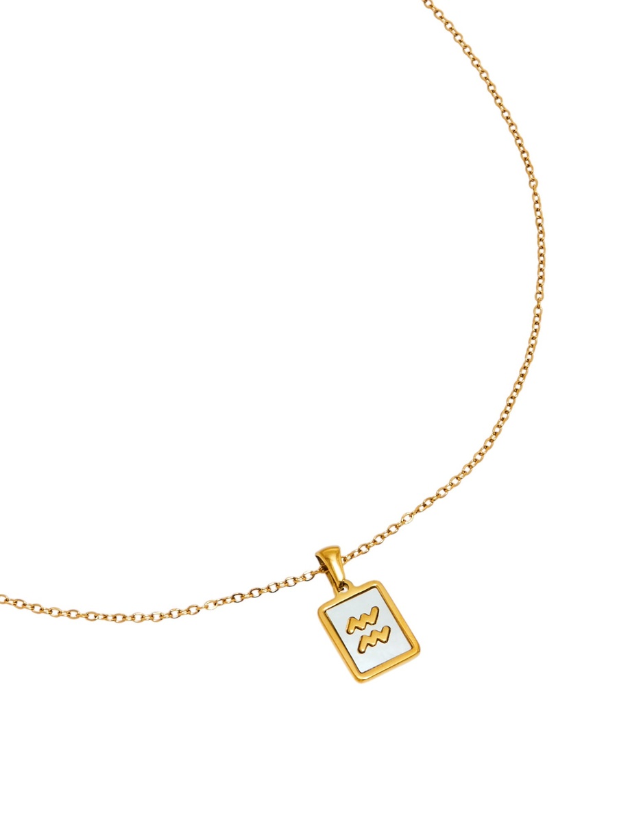 Aquarius Pendant Chain Necklace with Lobster Clasp Closure