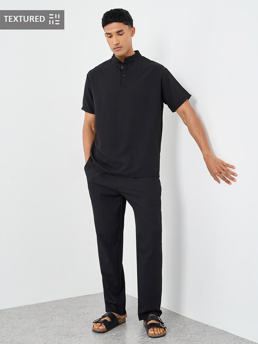 Men Solid Oversized Shirt and Pants Co-Ords