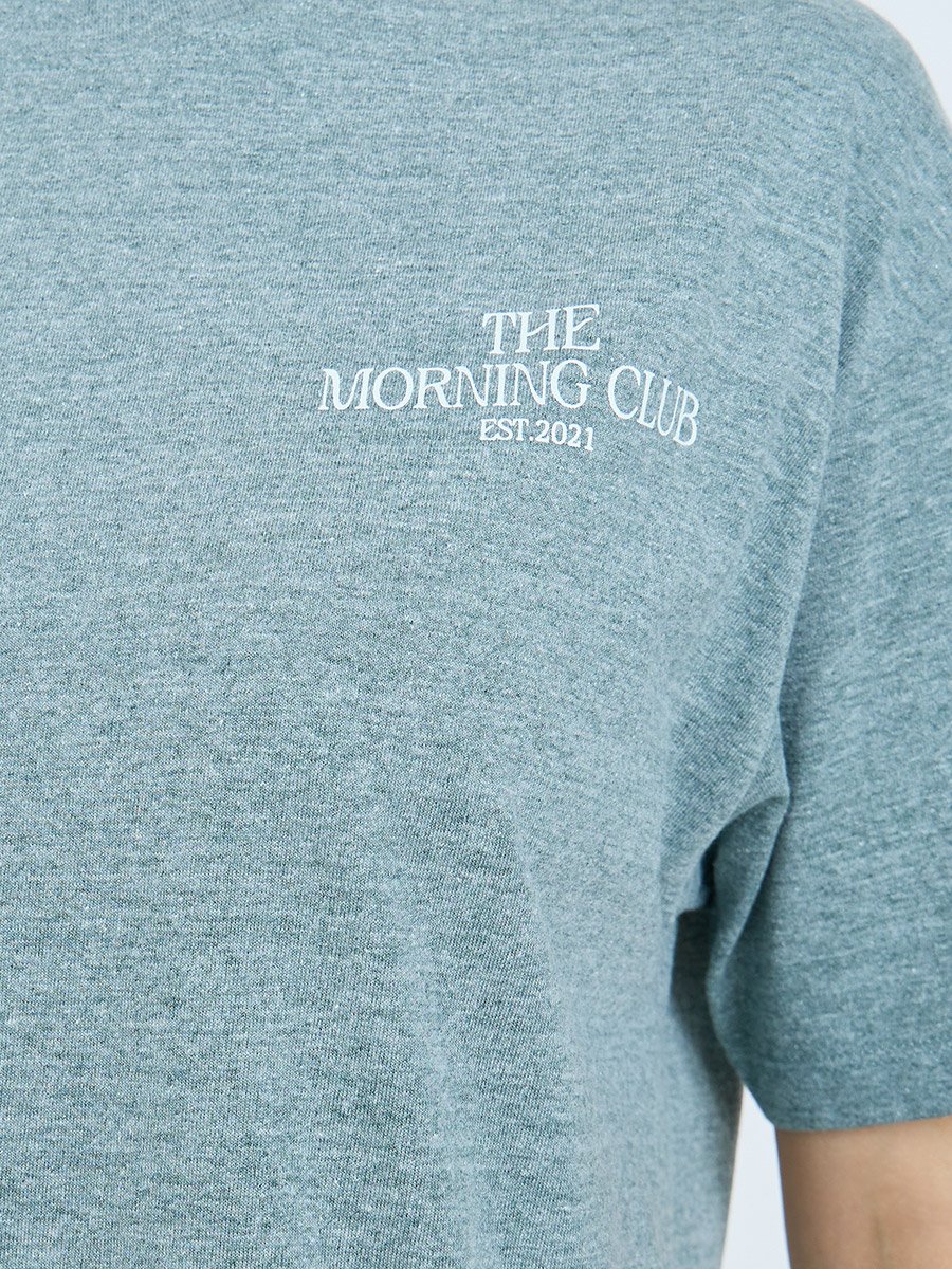 Green Oversized Melange Graphic 100% Cotton T-Shirt