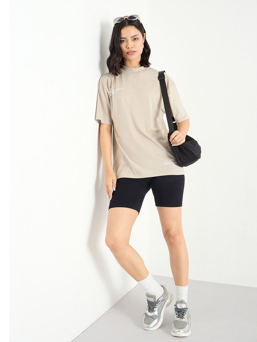 Slogan Print Regular Fit 100% Cotton T-Shirt
