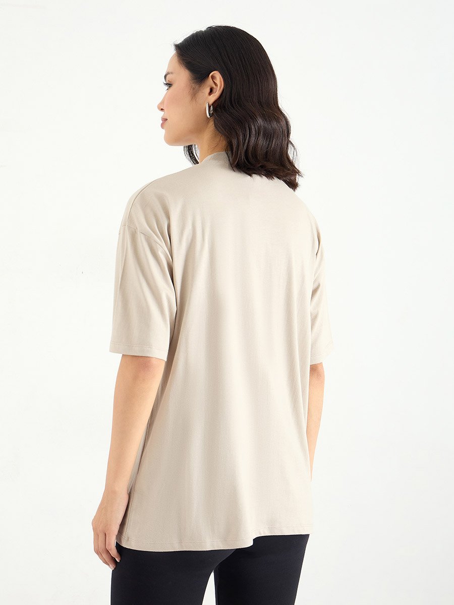 Slogan Print Regular Fit 100% Cotton T-Shirt