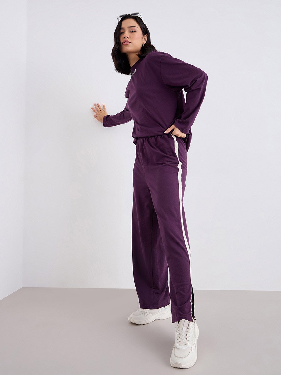 Women Relaxed Fit T-Shirt and Wide Joggers Co-Ords