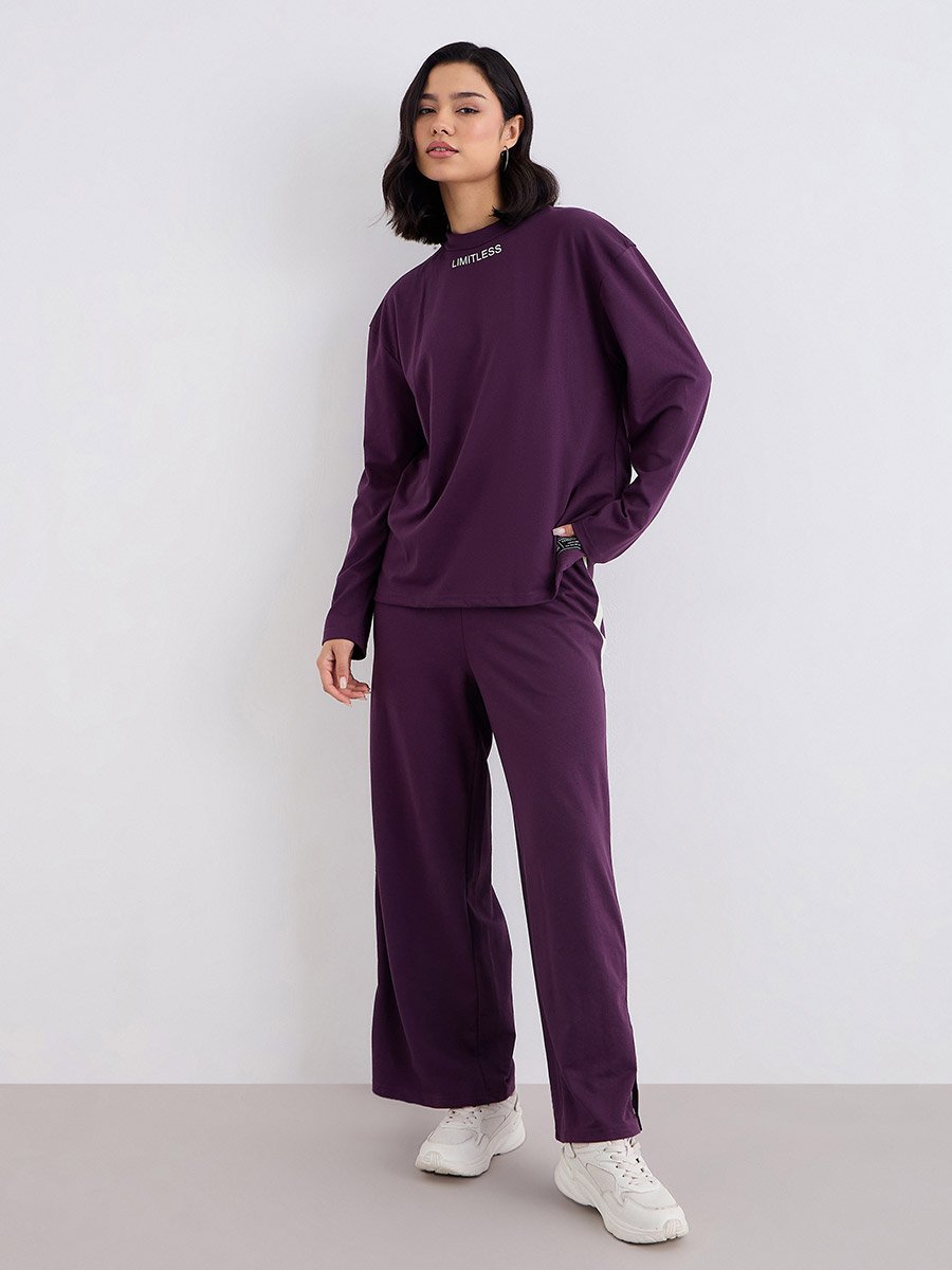 Women Relaxed Fit T-Shirt and Wide Joggers Co-Ords