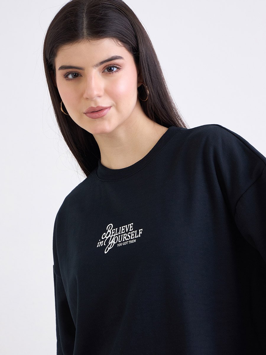 Embroidered Slogan Regular Fit Sweatshirt
