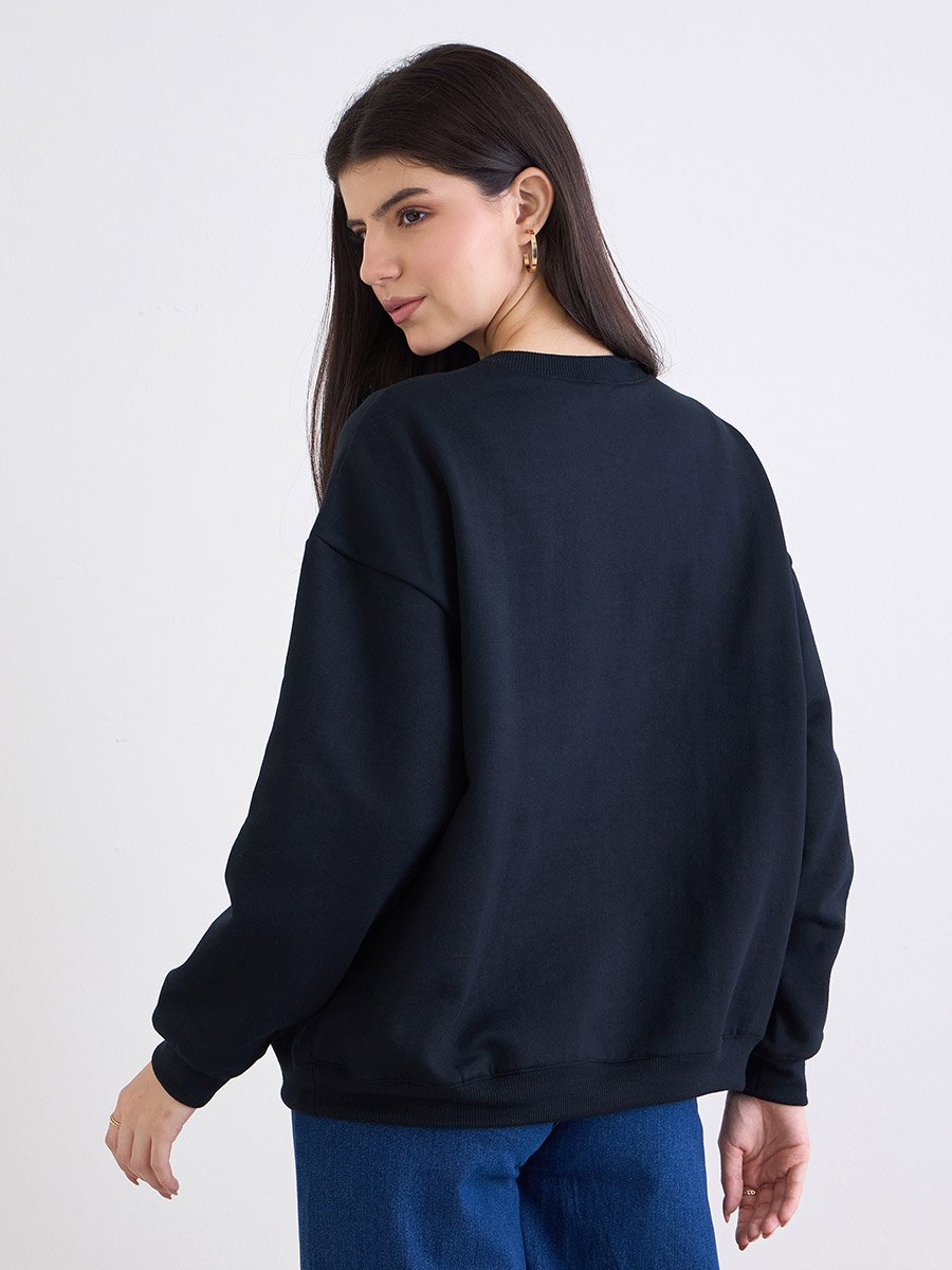 Embroidered Slogan Regular Fit Sweatshirt