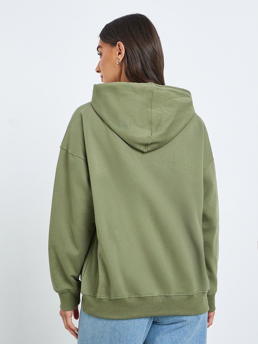 Women Olive Green Oversized Hoodie