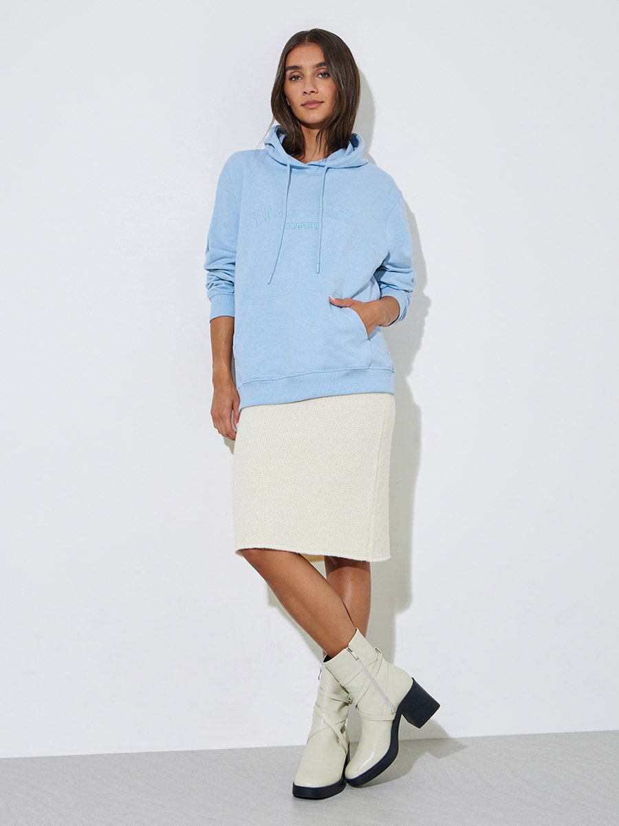 Lilac Embroidered Longline Hoodie