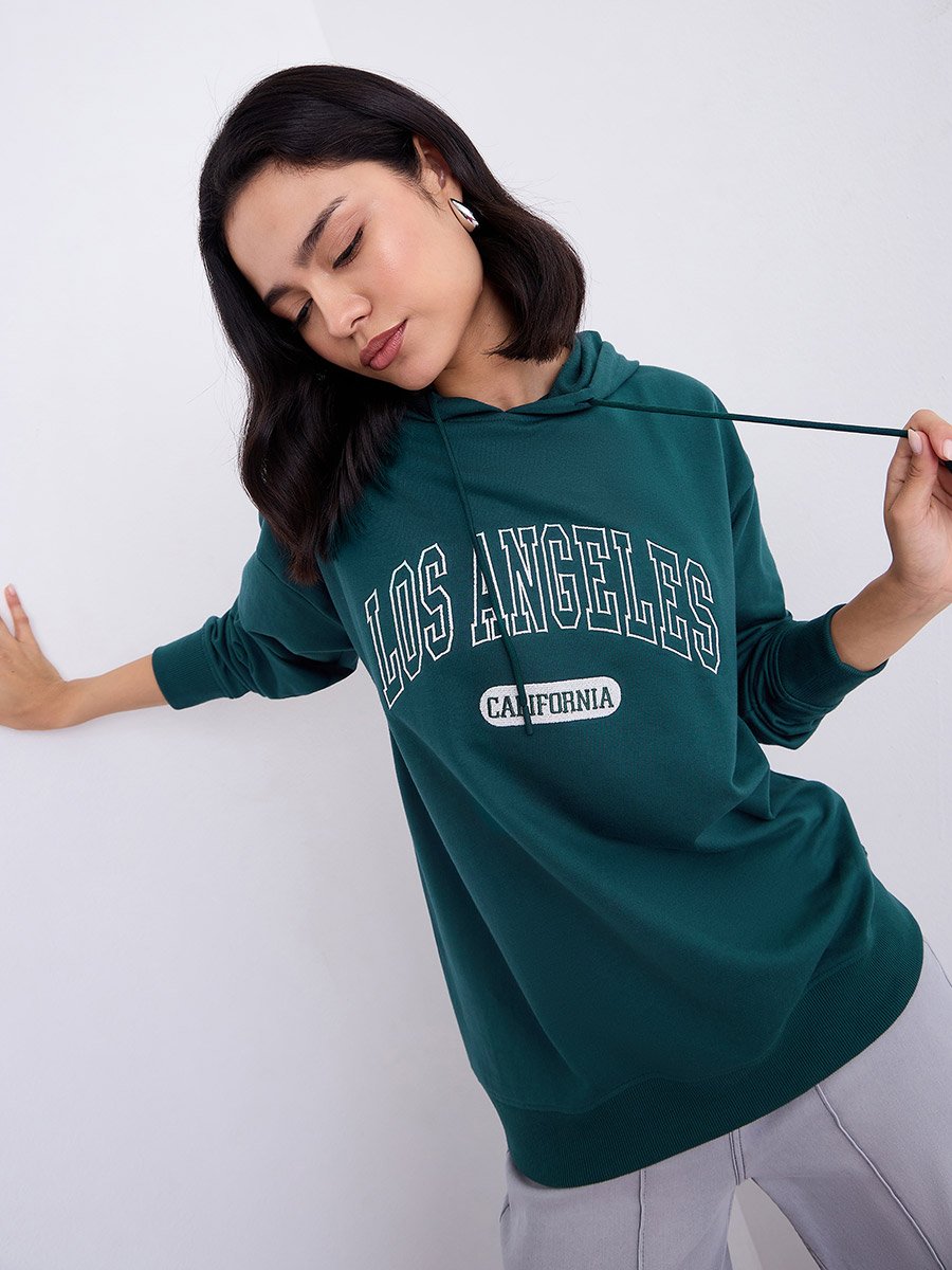 Green Los Angeles Embroidered Hoodie